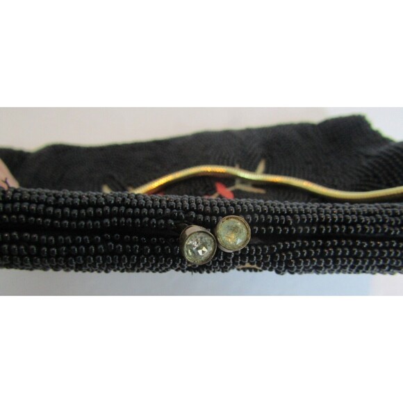 Dormar Purse Vintage Hand Made Belgium Black Beaded Embroidered Floral Kiss Lock - Picture 3 of 7